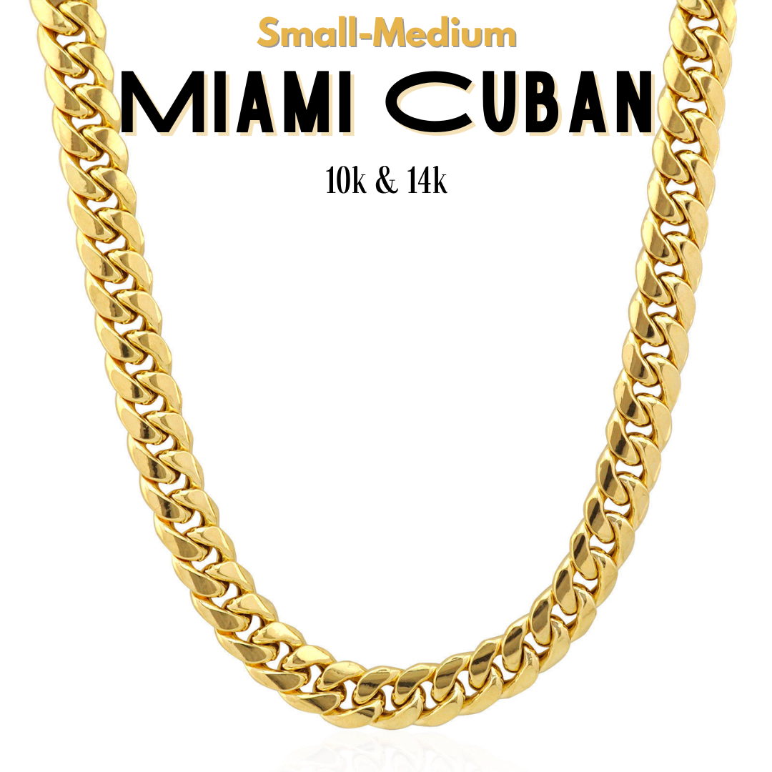 10K & 14K Gold Semi-Solid Miami Cuban Chain Necklace | Real Gold Men’s Chains 3–7mm | 18–26 Inch