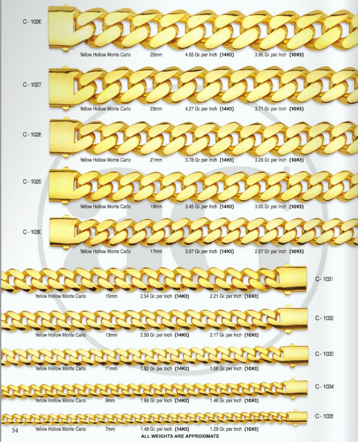 10K & 14K Gold Semi-Solid Monaco Bracelet | Real Gold Men’s Bracelets 7–25mm | 7–10 Inch