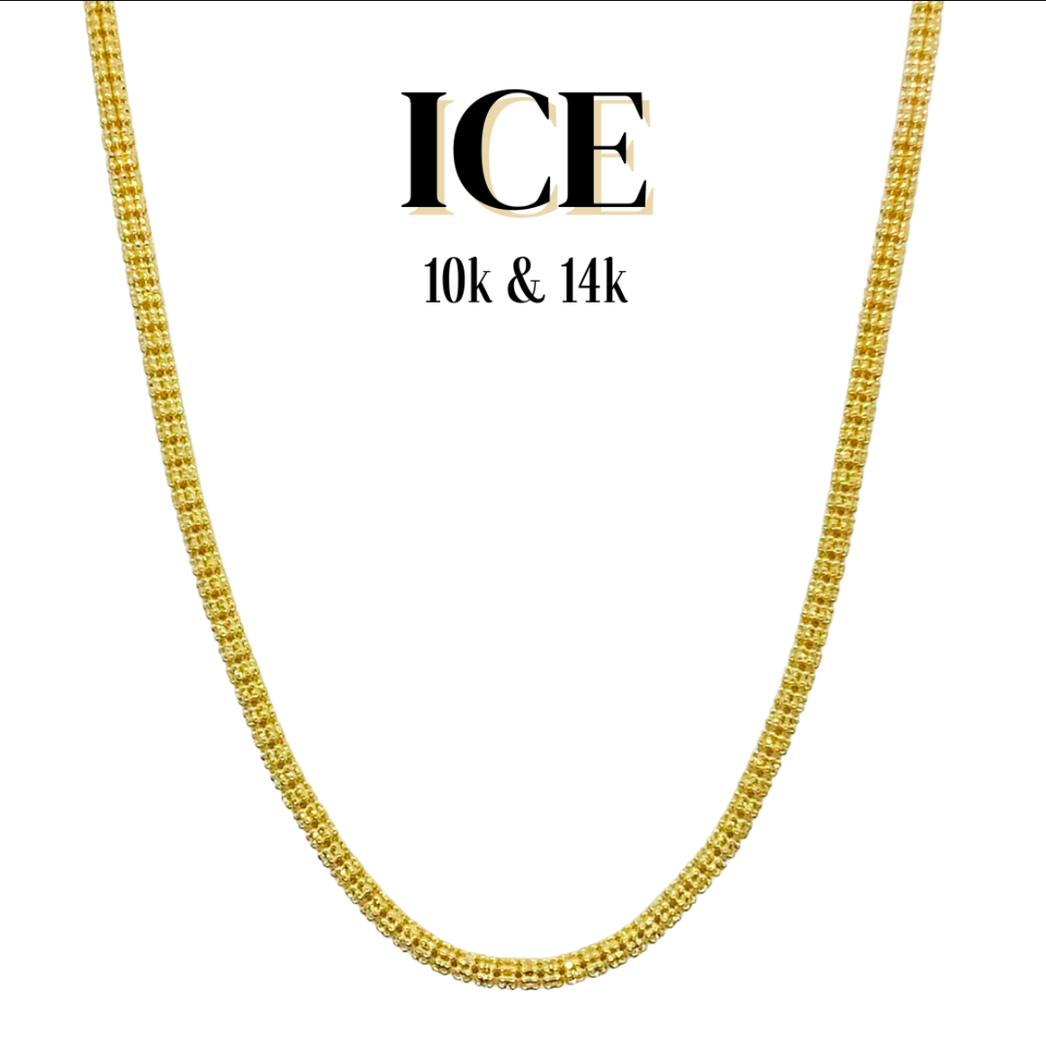 10K & 14K Gold Ice Chain Necklace | Real Gold Men’s Chains 2.5–4.5mm | 18–26 Inch