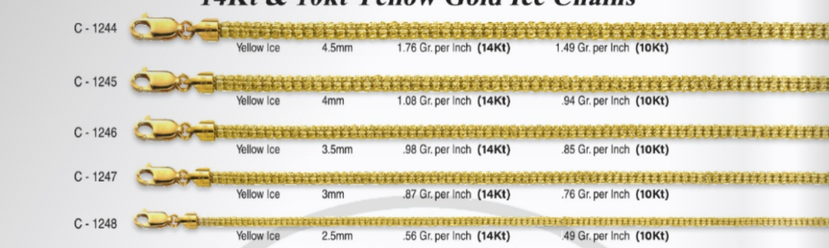 10K & 14K Gold Ice Chain Necklace | Real Gold Men’s Chains 2.5–4.5mm | 18–26 Inch