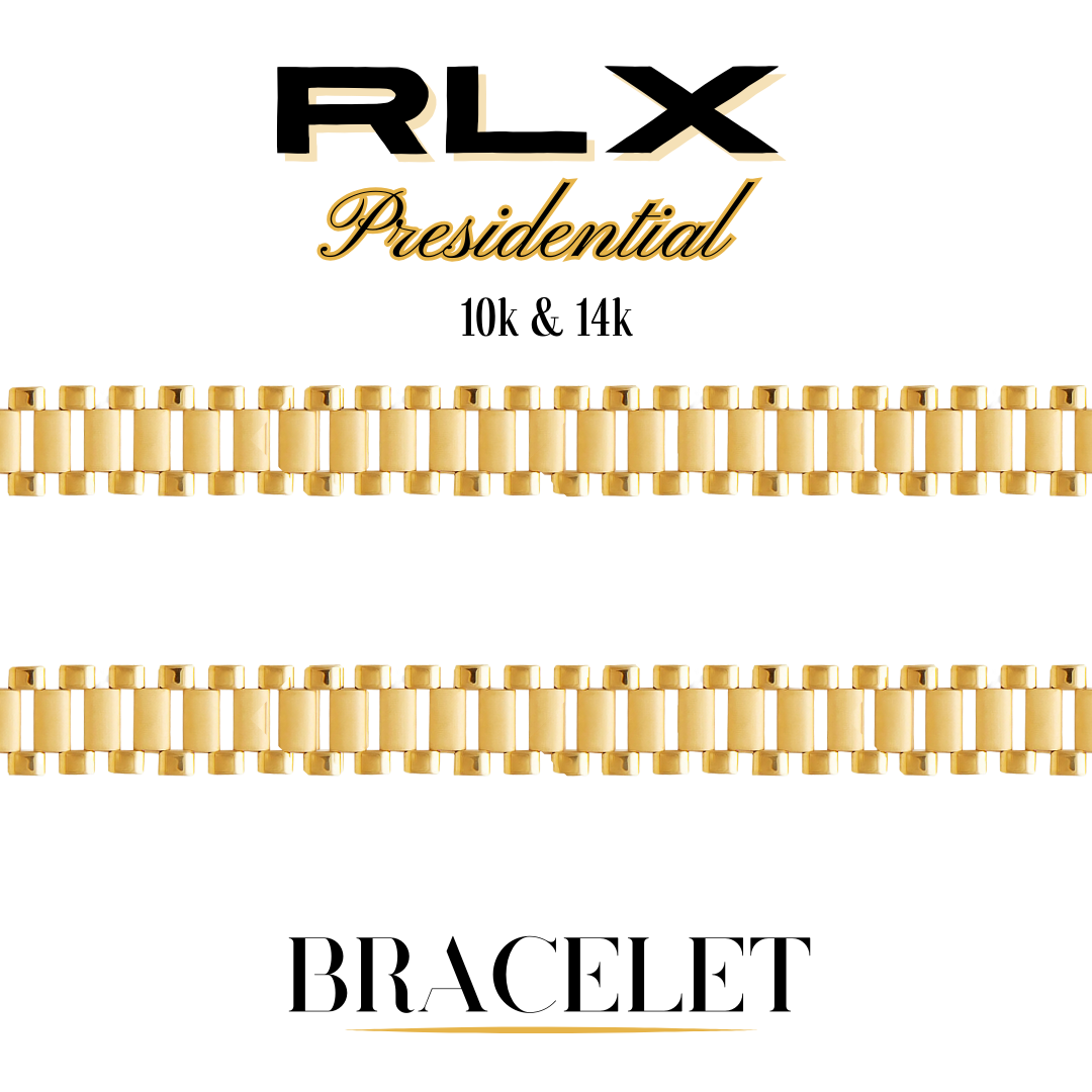 10K 14K Gold RLX Presidential Bracelet 6mm 24mm Width 7in 10in L Gold Heart Group Jewelers