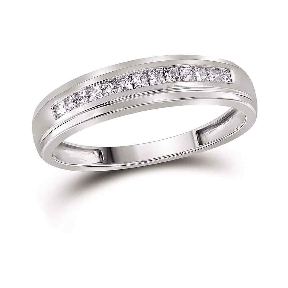 10kt Yellow Gold Mens Princess Diamond Wedding Band Ring 1/4 Cttw - Gold Heart Group Jewelers