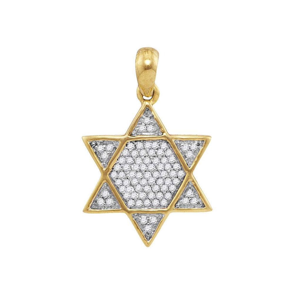 10kt Yellow Gold Mens Round Diamond 6-Point Star Magen David Charm Pendant 1/5 Cttw - Gold Heart Group Jewelers