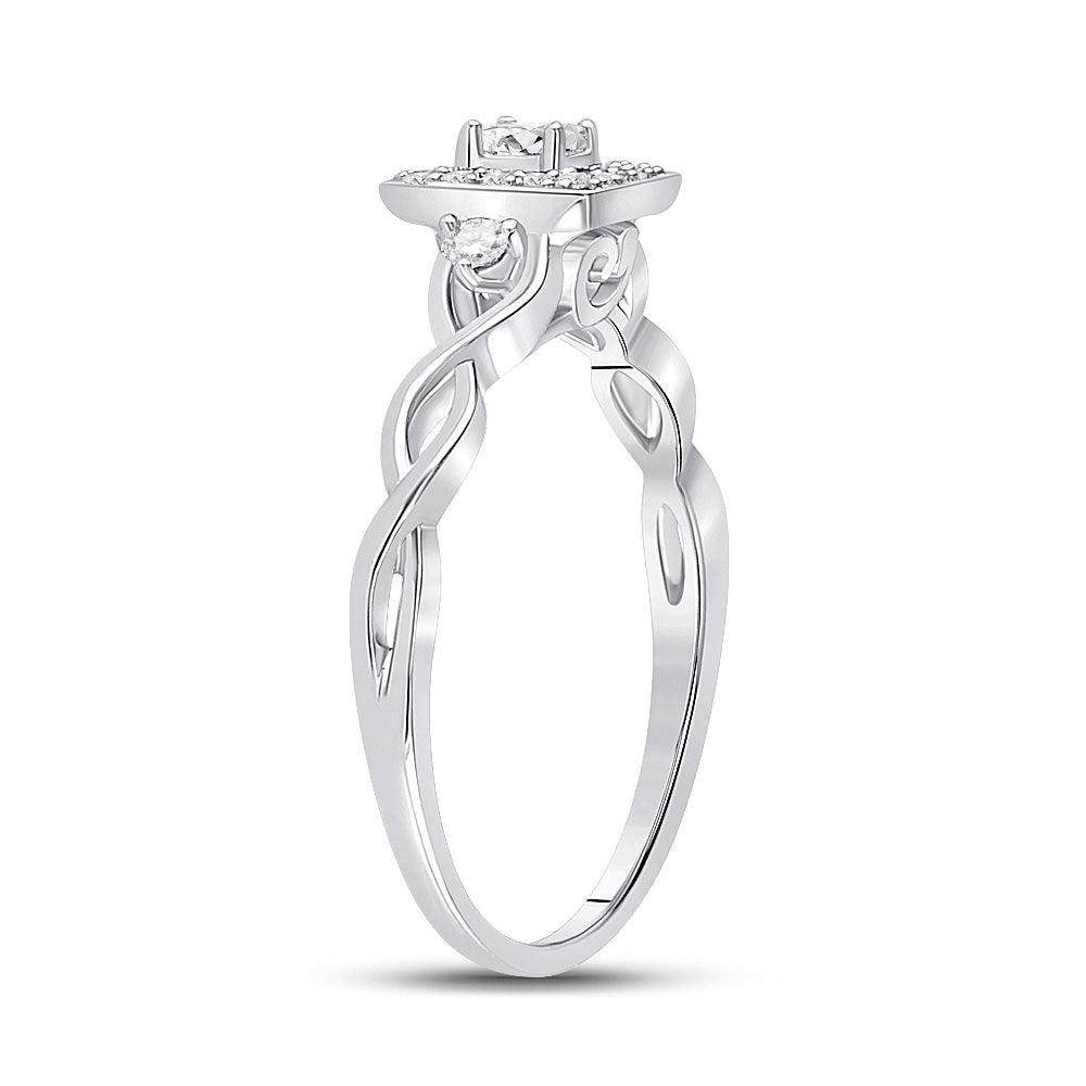 14kt White Gold Womens Princess Diamond Square Promise Ring 1/5 Cttw - Gold Heart Group Jewelers