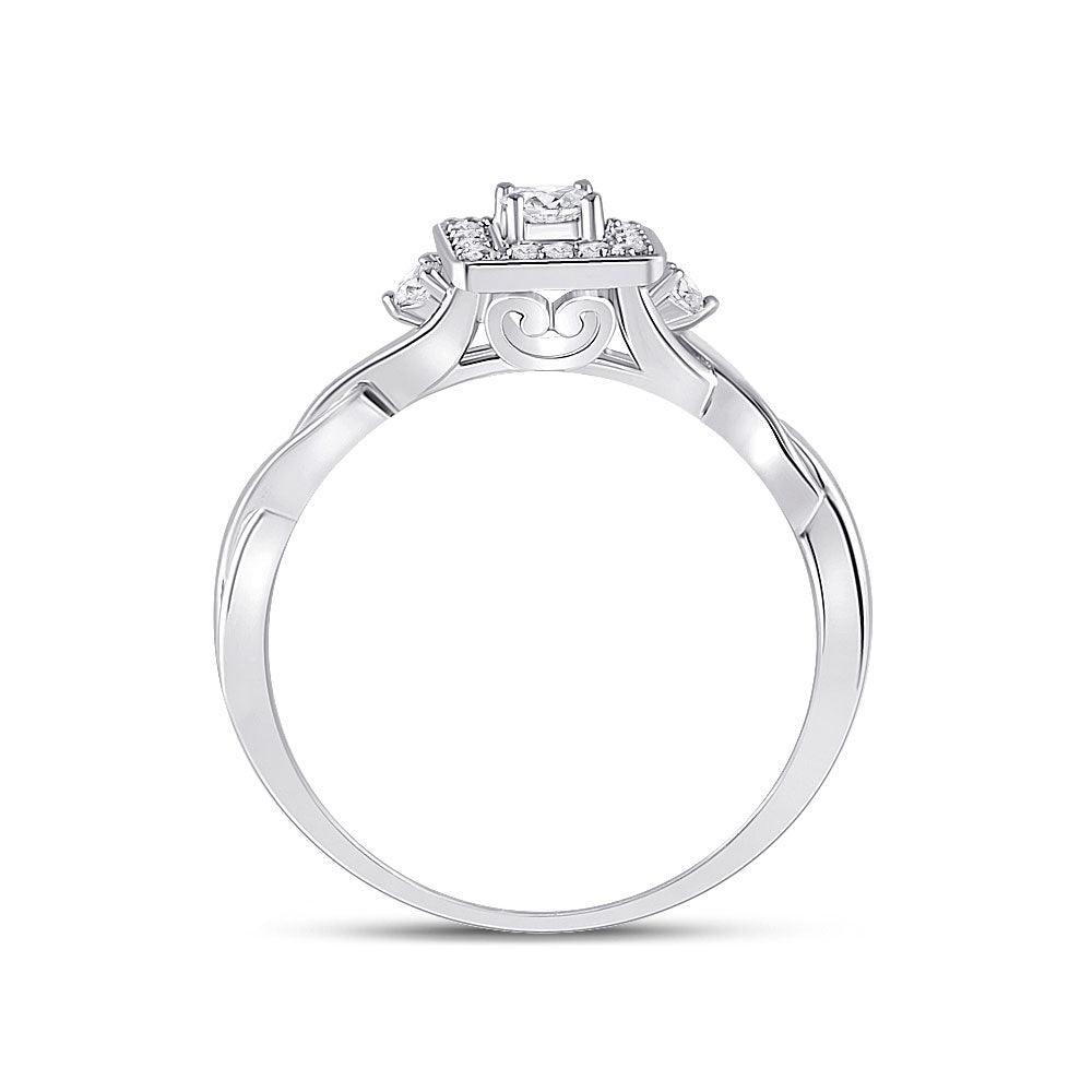 14kt White Gold Womens Princess Diamond Square Promise Ring 1/5 Cttw - Gold Heart Group Jewelers