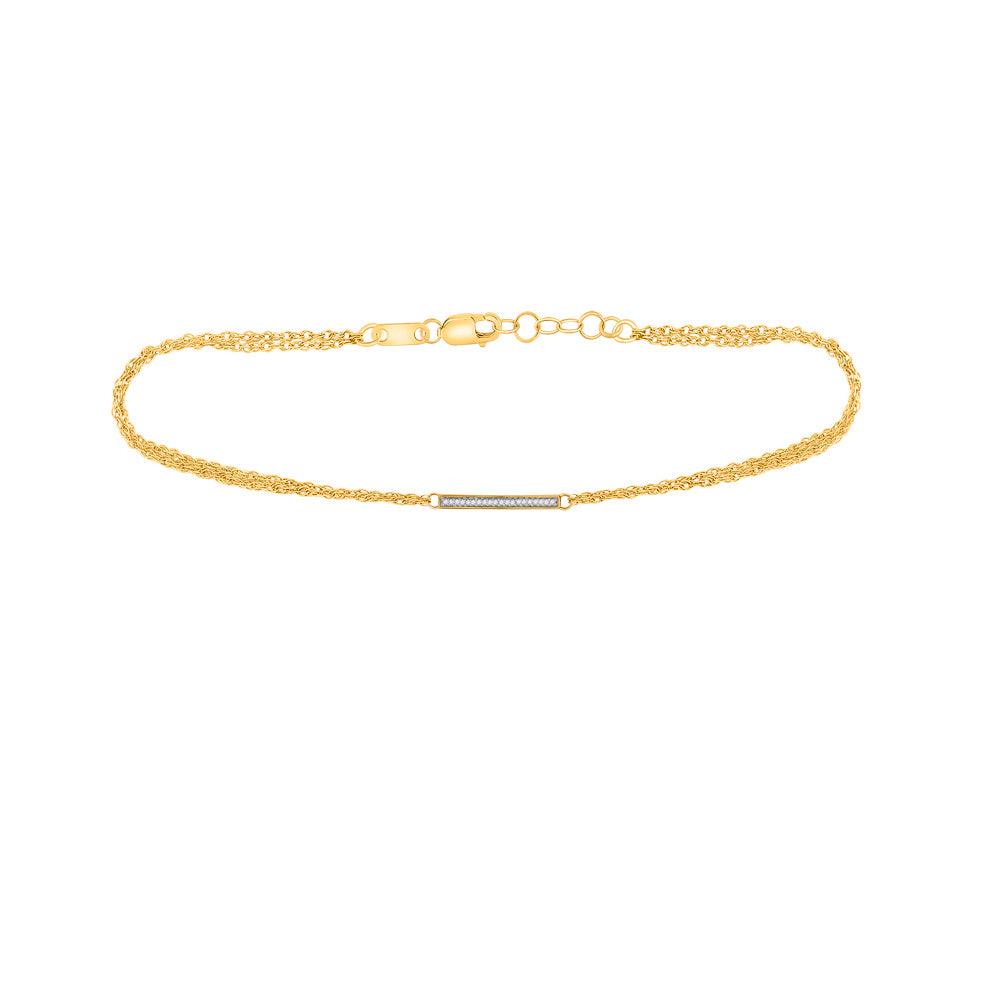 10kt Yellow Gold Womens Round Diamond Single Row Bar Fashion Bracelet 1/20 Cttw - Gold Heart Group Jewelers