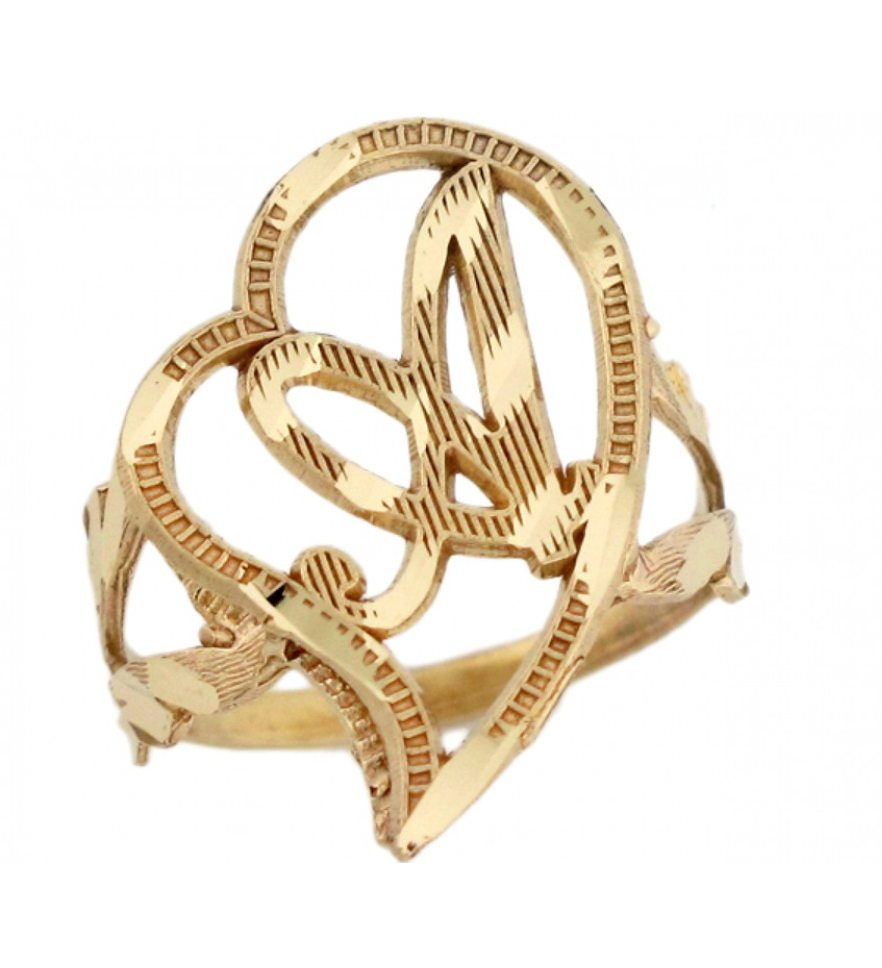Gold heart initial ring deals
