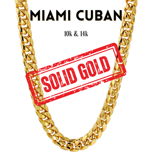 10K & 14K Solid Gold Miami Cuban Chain | 6mm-13mm Width | 18in-26in Length