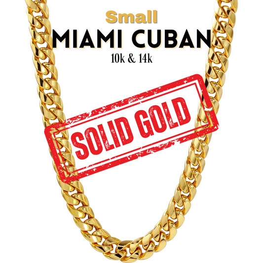 10K & 14K Solid Gold Miami Cuban Chain | 2.5mm-5mm Width | 18in-26in Length