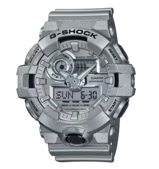 G-Shock GA700FF-8A Forgotten Future Watch - Metallic Silver Coating, Retro Futuristic Design