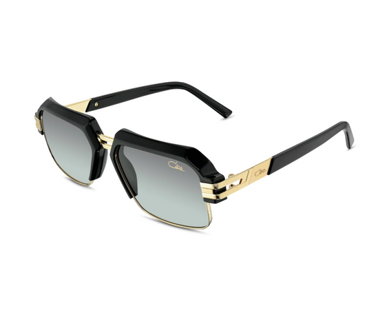 Cazal 6020/001 – Black/Gold Square Double-Bridge Luxury Sunglasses