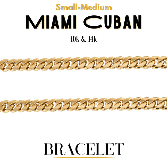 10K & 14K Semi-Solid Miami Cuban Bracelet | 3mm-7mm Width | 7in-10in Length