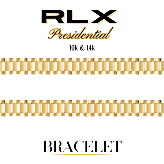 10K & 14K Gold RLX Presidential Bracelet | 6mm-24mm Width | 7in-10in Length