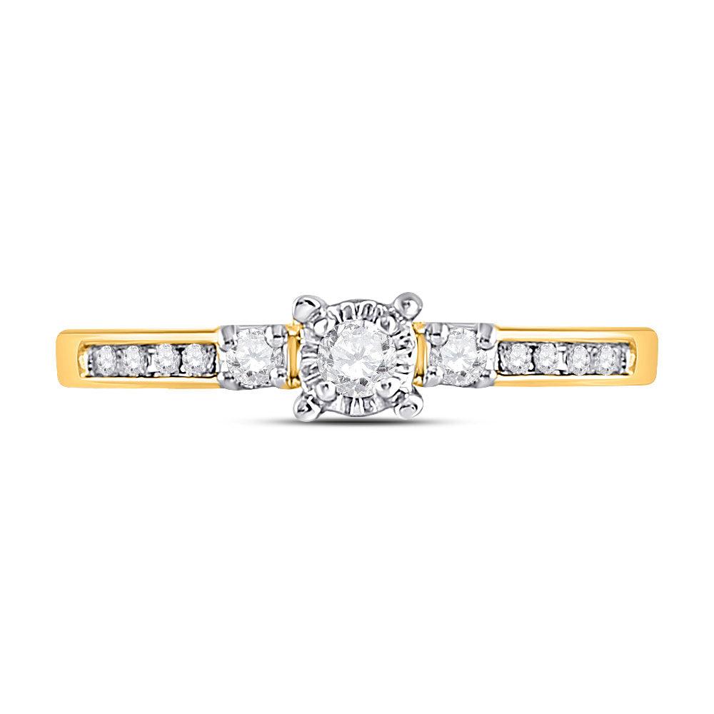 10kt Yellow Gold Womens Round Diamond 3-stone Promise Ring 1/6 Cttw - Gold Heart Group Jewelers