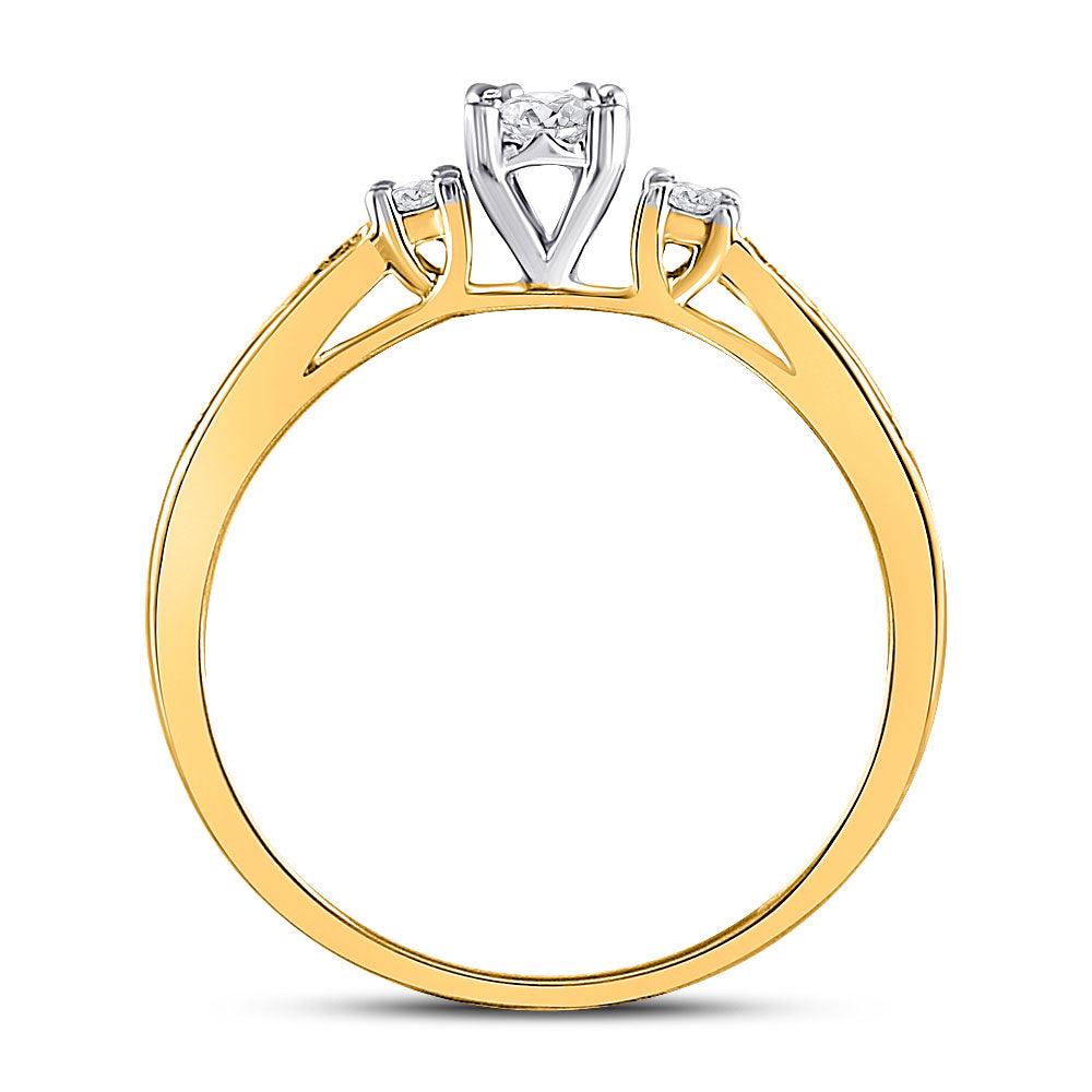 10kt Yellow Gold Womens Round Diamond 3-stone Promise Ring 1/6 Cttw - Gold Heart Group Jewelers