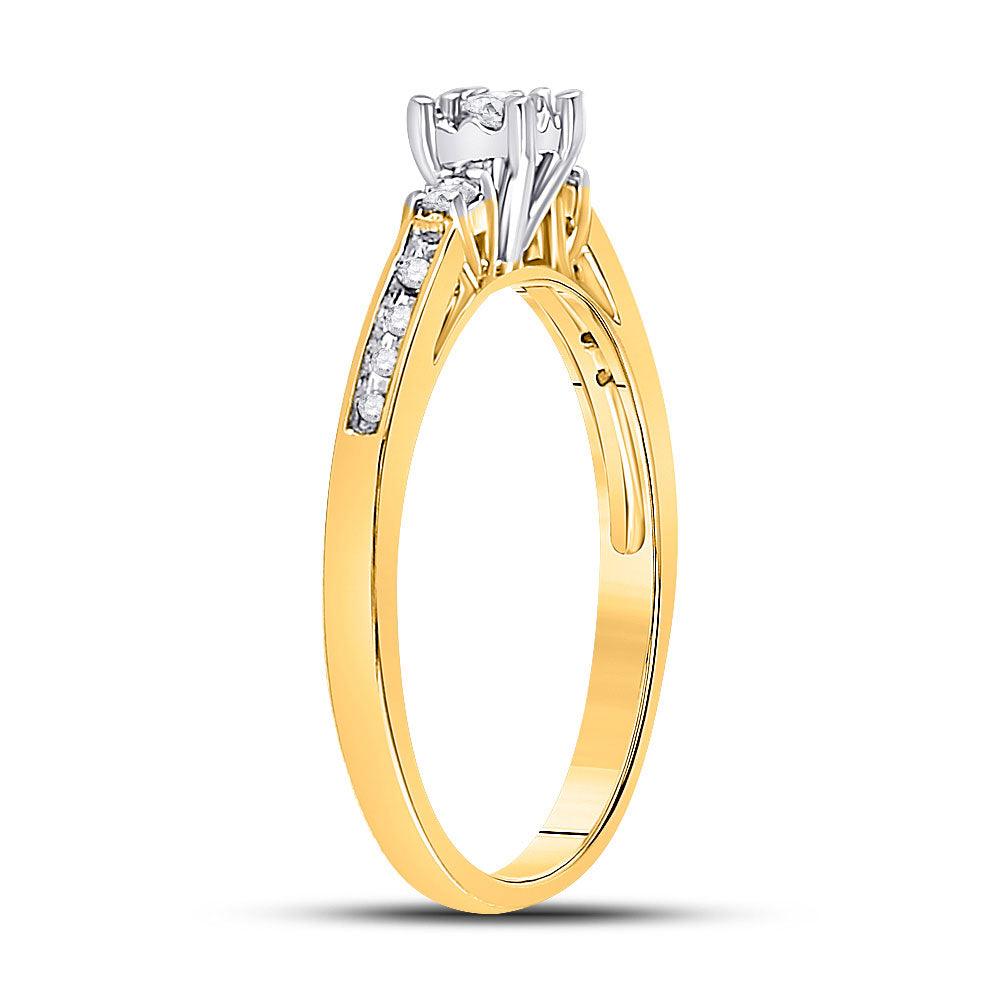 10kt Yellow Gold Womens Round Diamond 3-stone Promise Ring 1/6 Cttw - Gold Heart Group Jewelers