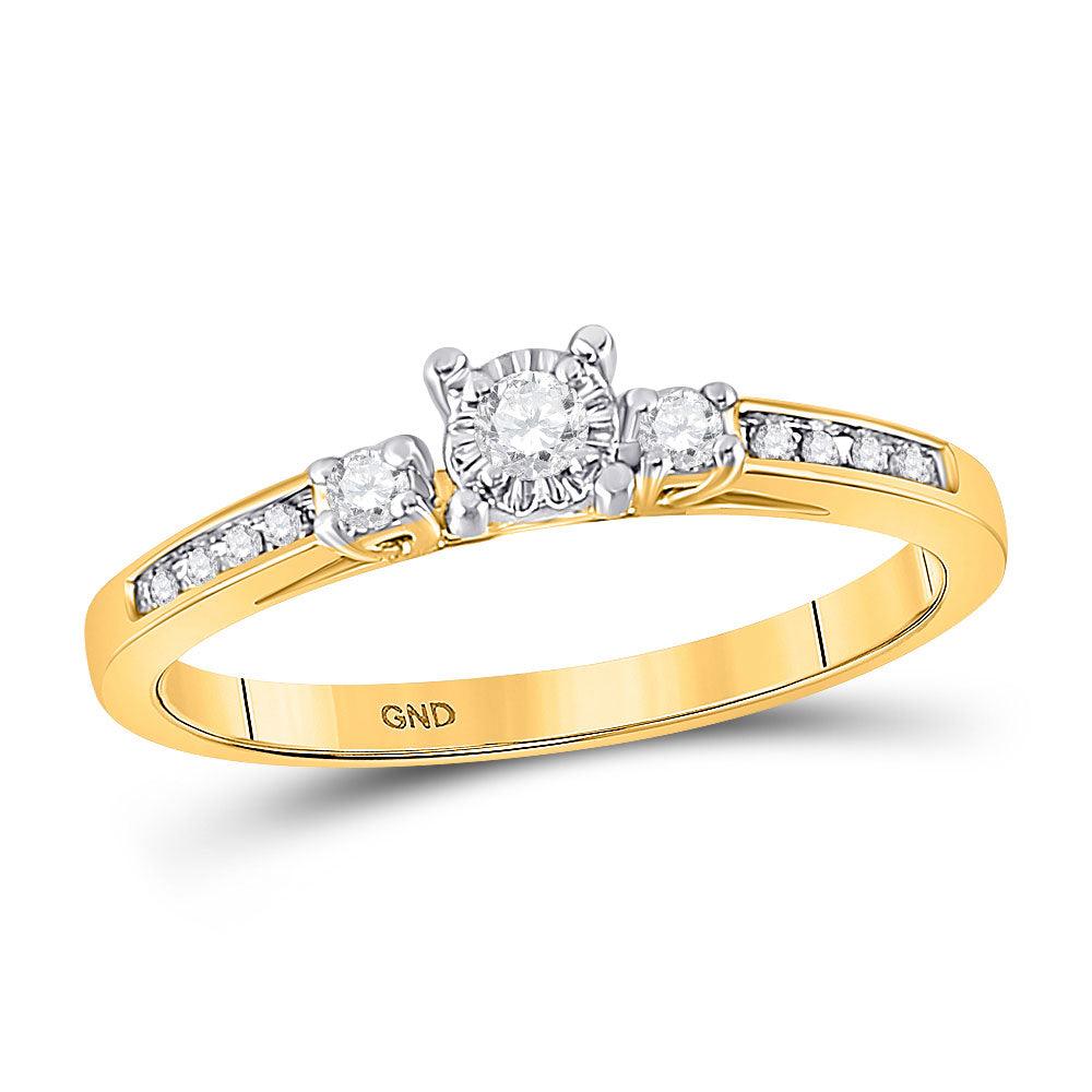 10kt Yellow Gold Womens Round Diamond 3-stone Promise Ring 1/6 Cttw - Gold Heart Group Jewelers