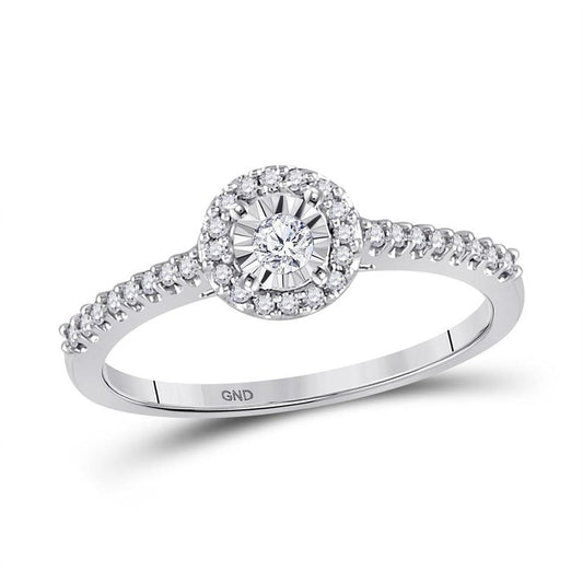 10kt White Gold Womens Round Diamond Solitaire Promise Ring 1/4 Cttw - Gold Heart Group Jewelers