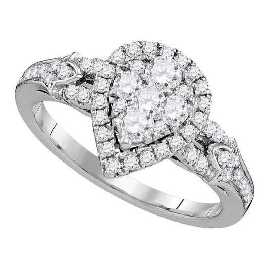 14kt White Gold Round Diamond Cluster Bridal Wedding Engagement Ring 3/4 Cttw