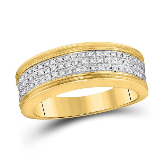 10kt Yellow Gold Mens Round Diamond Wedding Band Ring 1/4 Cttw - Gold Heart Group Jewelers