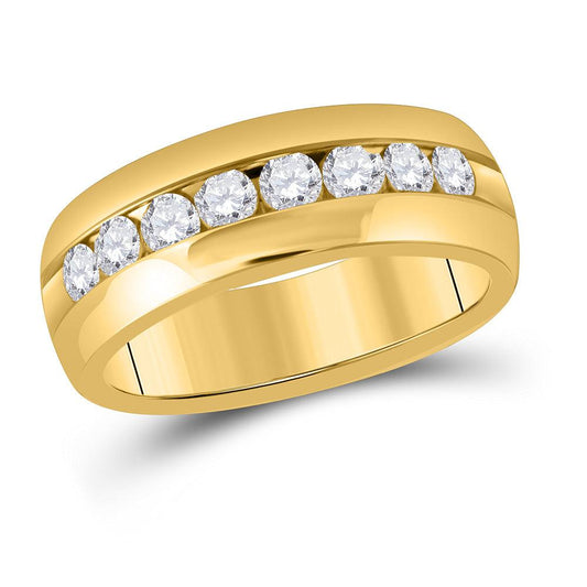 14kt Yellow Gold Mens Round Diamond Wedding Band Ring 1 Cttw - Gold Heart Group Jewelers