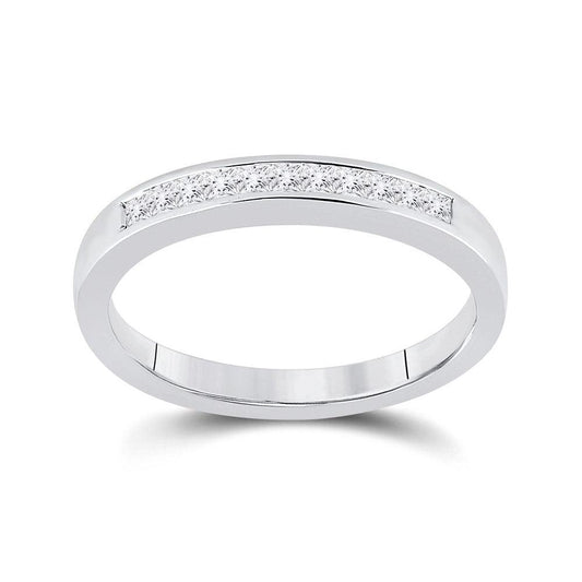 14kt White Gold Womens Princess Diamond Wedding Band 1/4 Cttw