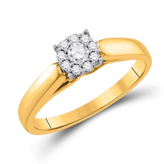 10kt Yellow Gold Round Diamond Solitaire Bridal Wedding Engagement Ring 1/5 Cttw