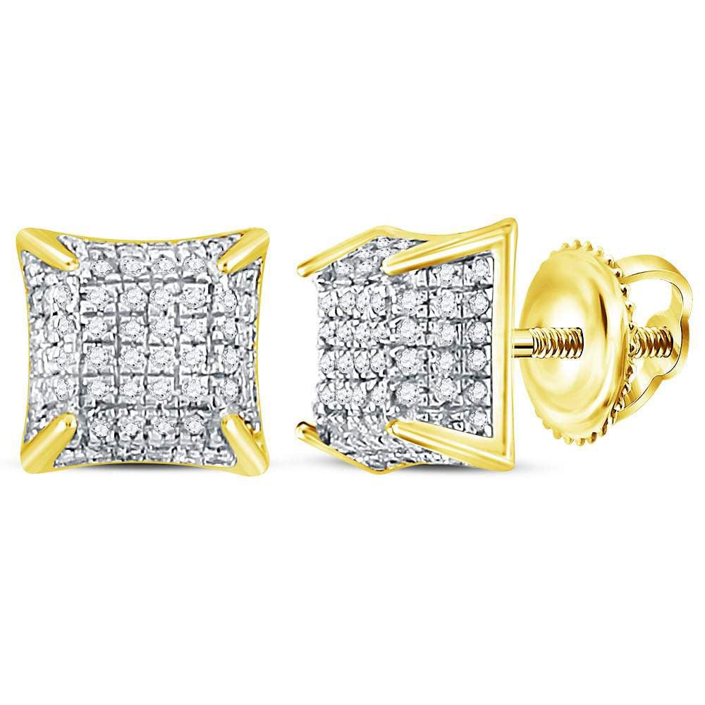 10kt Yellow Gold Mens Round Diamond Square Stud Earrings 1/3 Cttw - Gold Heart Group Jewelers