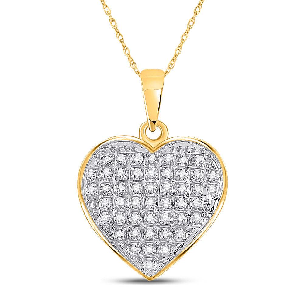 10kt Yellow Gold Womens Round Diamond Heart Pendant 1/6 Cttw - Gold Heart Group Jewelers