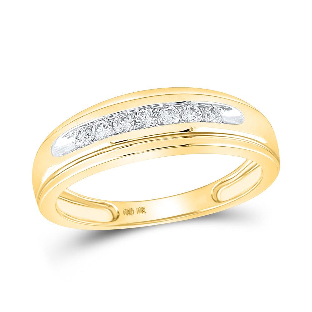 10kt Yellow Gold Mens Round Diamond Wedding Channel-set Band Ring 1/4 Cttw - Gold Heart Group Jewelers