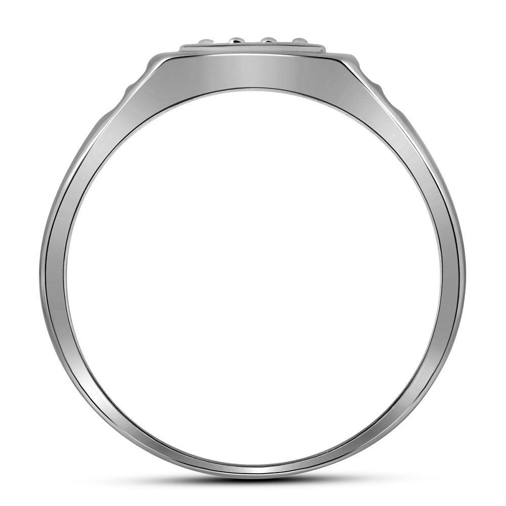 10kt White Gold Mens Round Diamond Square Cluster Ring 1/4 Cttw