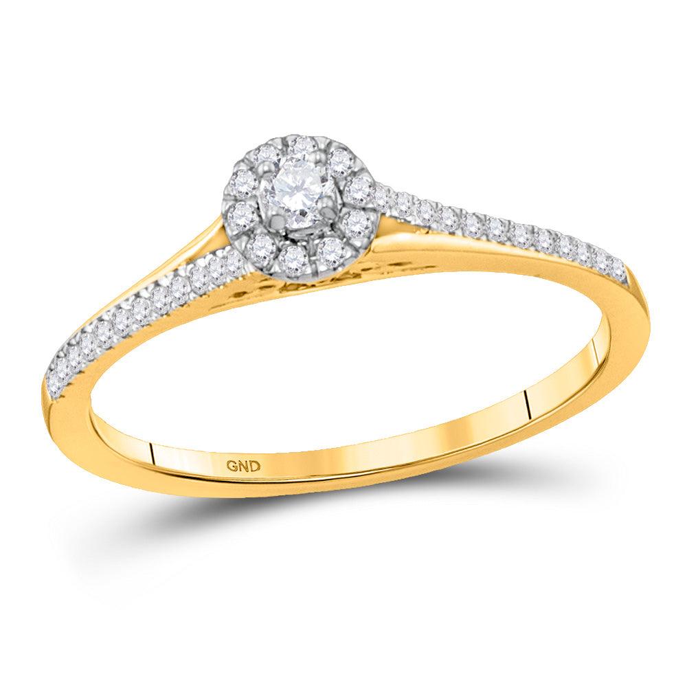 10kt Yellow Gold Womens Round Diamond Halo Promise Ring 1/5 Cttw - Gold Heart Group Jewelers