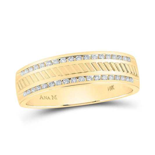 14kt Yellow Gold Mens Round Diamond Wedding Band Ring 1/4 Cttw - Gold Heart Group Jewelers