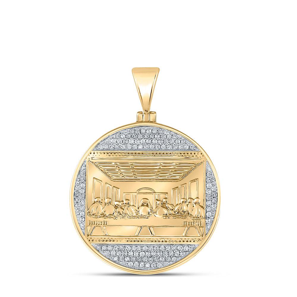 10kt Yellow Gold Mens Round Diamond Last Supper Religious Charm Pendant 1/2 Cttw - Gold Heart Group Jewelers