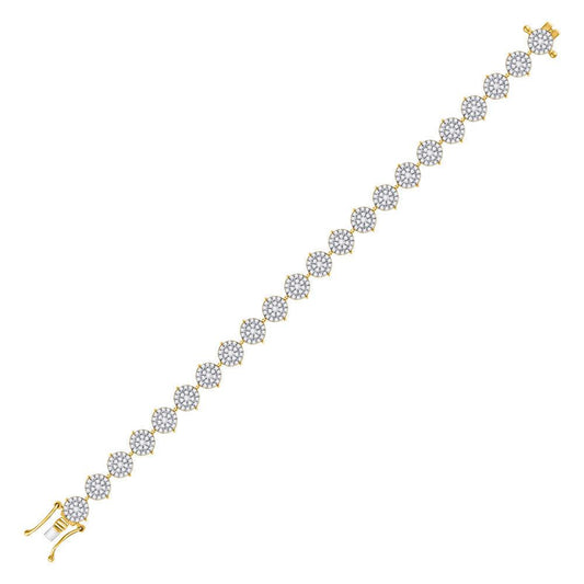 10kt Yellow Gold Womens Round Diamond Cluster Tennis Bracelet 3 Cttw - Gold Heart Group Jewelers