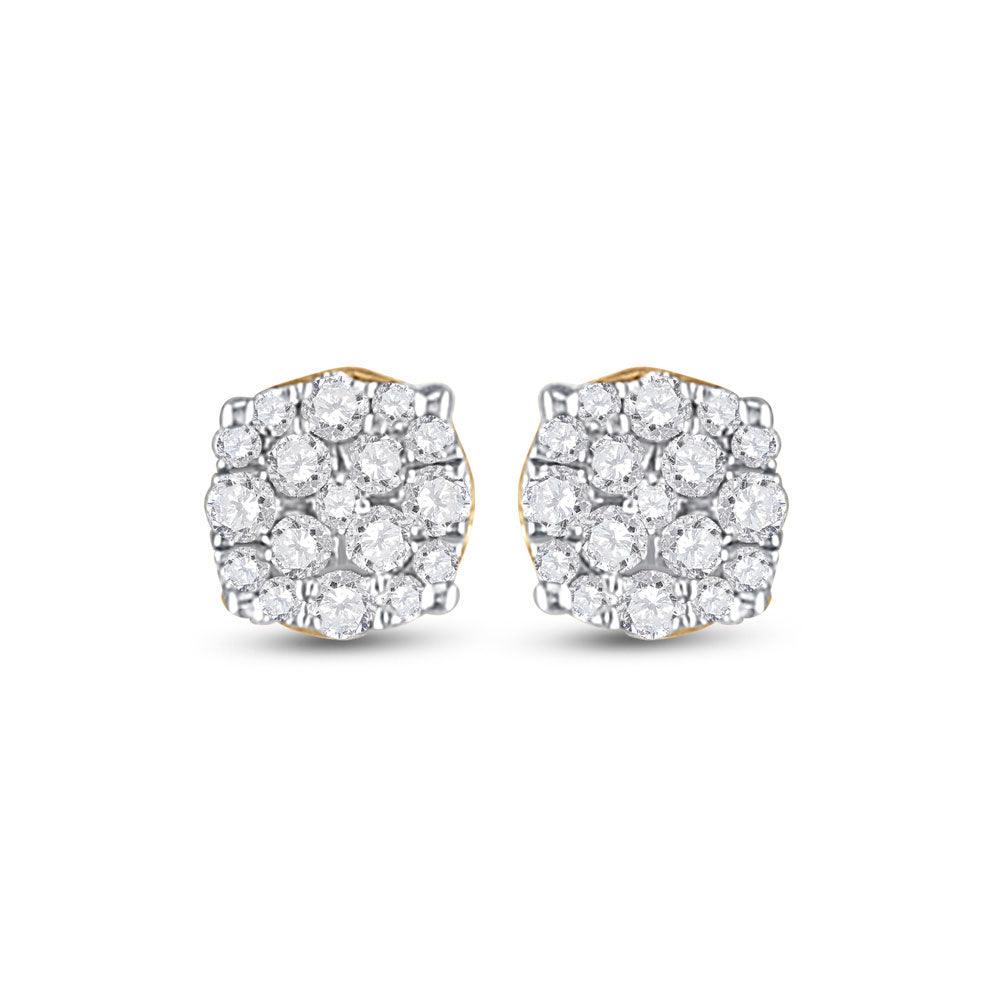 10kt Yellow Gold Mens Round Diamond Cluster Earrings 1/5 Cttw - Gold Heart Group Jewelers