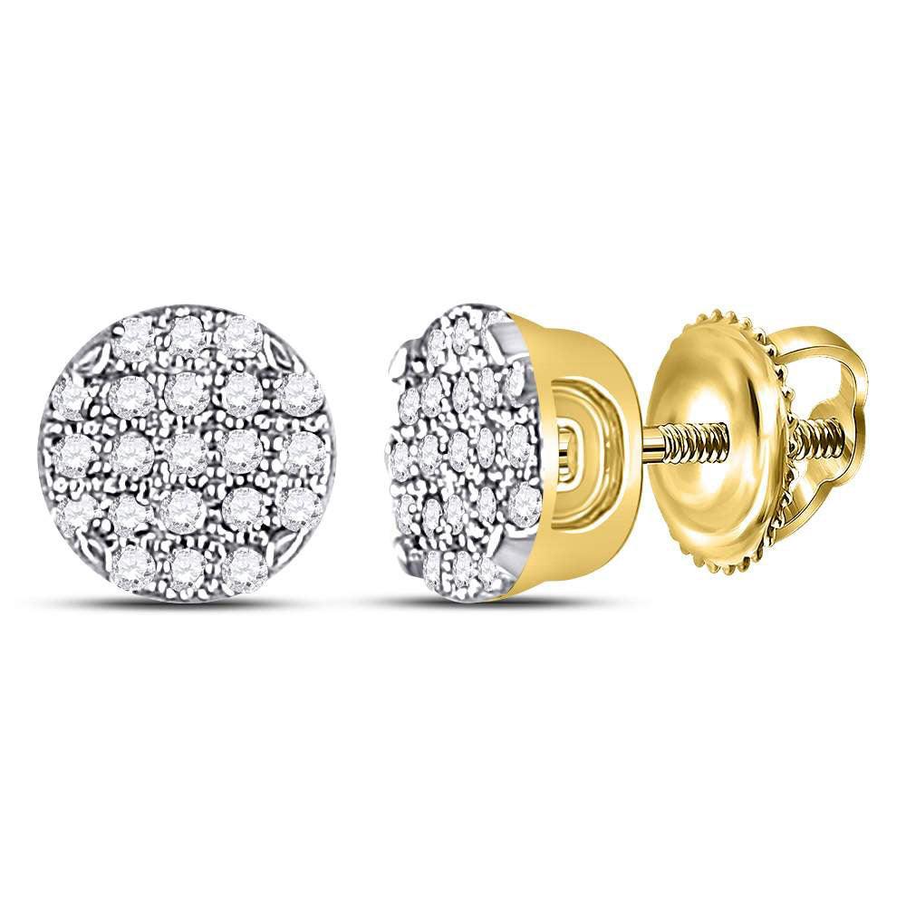 10kt Yellow Gold Mens Round Diamond Circle Cluster Earrings 1/8 Cttw - Gold Heart Group Jewelers