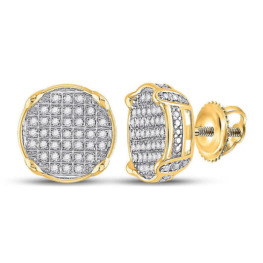 10kt Yellow Gold Mens Round Diamond Circle Cluster Earrings 1/4 Cttw - Gold Heart Group Jewelers