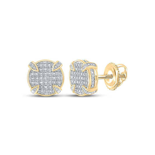 10kt Yellow Gold Mens Round Diamond Circle Earrings 1/4 Cttw - Gold Heart Group Jewelers