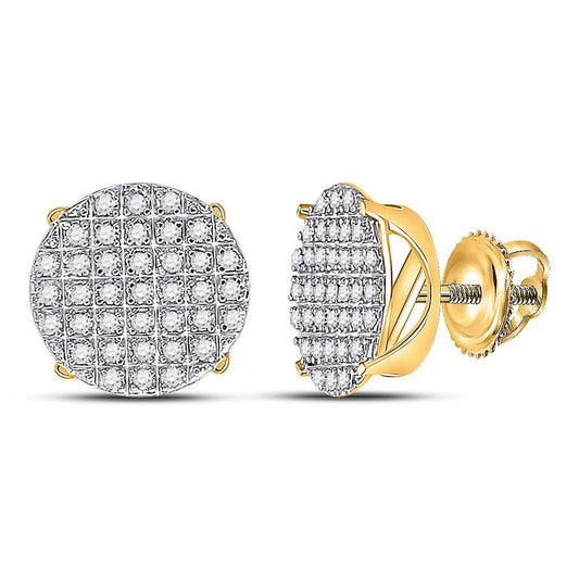 10kt Yellow Gold Mens Round Diamond Circle Cluster Earrings 1/4 Cttw - Gold Heart Group Jewelers