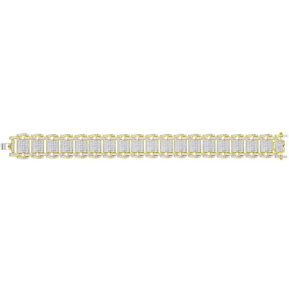 10kt Yellow Gold Mens Round Diamond Big Look Statement Link Bracelet 4-5/8 Cttw - Gold Heart Group Jewelers