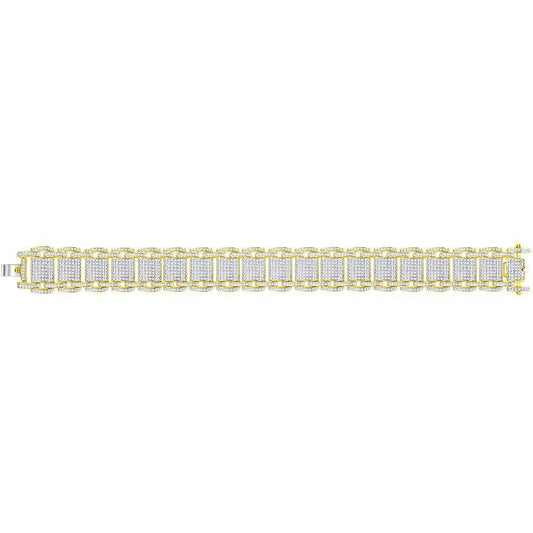 10kt Yellow Gold Mens Round Diamond Big Look Statement Link Bracelet 4-5/8 Cttw - Gold Heart Group Jewelers