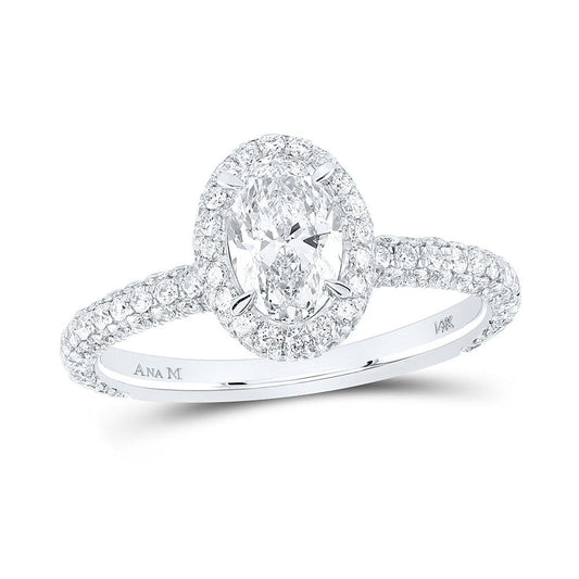 14kt White Gold Oval Diamond Solitaire Bridal Wedding Engagement Ring 1-3/4 Cttw - Gold Heart Group Jewelers