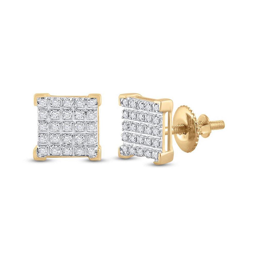 10kt Yellow Gold Mens Round Diamond Square Earrings 1/6 Cttw - Gold Heart Group Jewelers