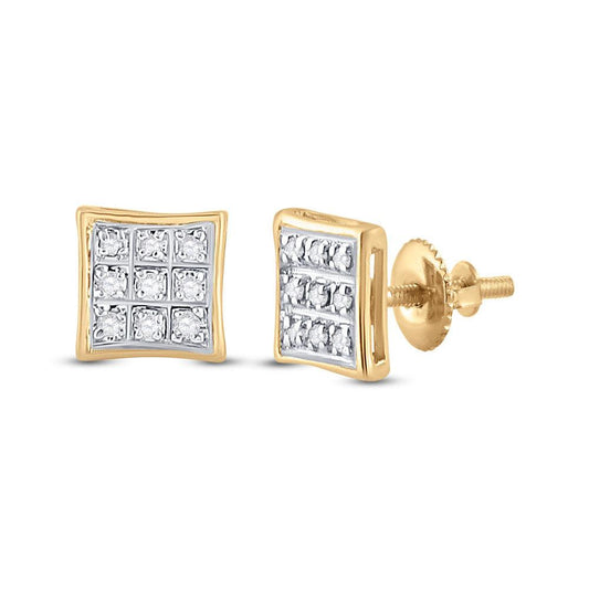 10kt Yellow Gold Mens Round Diamond Square Earrings 1/20 Cttw - Gold Heart Group Jewelers