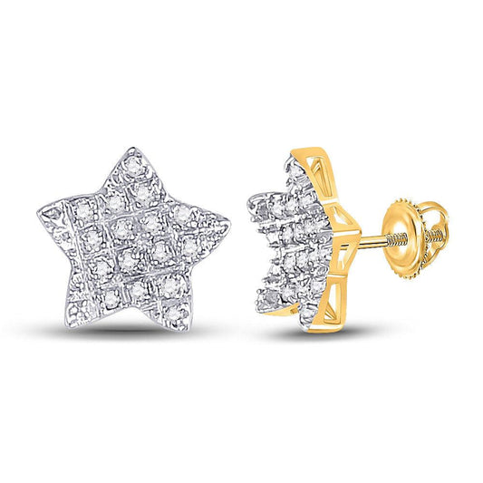 10kt Yellow Gold Mens Round Diamond Star Earrings 1/10 Cttw - Gold Heart Group Jewelers