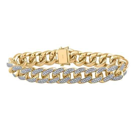 10kt Yellow Gold Mens Round Diamond Cuban Link Bracelet 7 Cttw - Gold Heart Group Jewelers