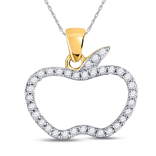 10kt Rose Gold Womens Round Diamond Apple Outline Fashion Pendant 1/5 Cttw - Gold Heart Group Jewelers