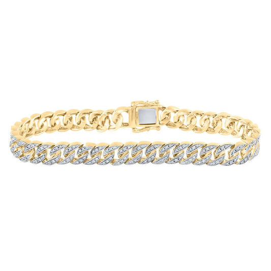 10kt Yellow Gold Mens Round Diamond Cuban Link Bracelet 1-3/4 Cttw - Gold Heart Group Jewelers