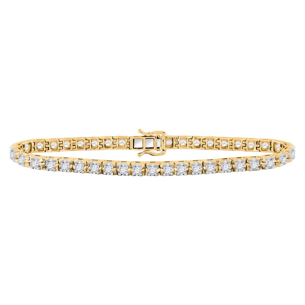 10kt Yellow Gold Womens Round Diamond Studded Tennis Bracelet 7 Cttw - Gold Heart Group Jewelers